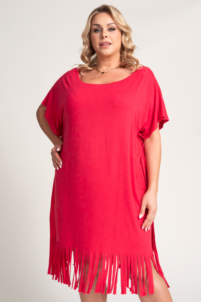 Coral Fringed Dress by RIVINO