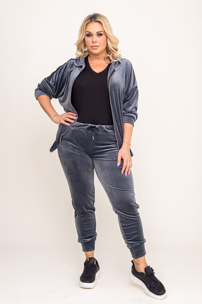 Grey Velour Tracksuit Set KARMENIO