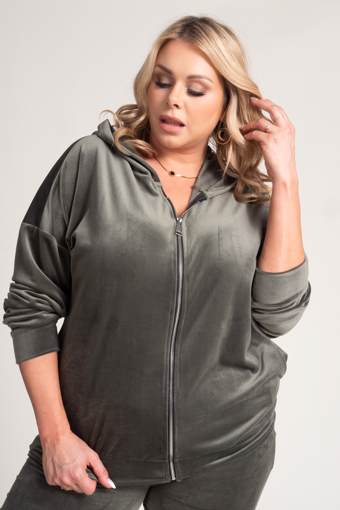 Khaki Velour Tracksuit Set KARMENIO