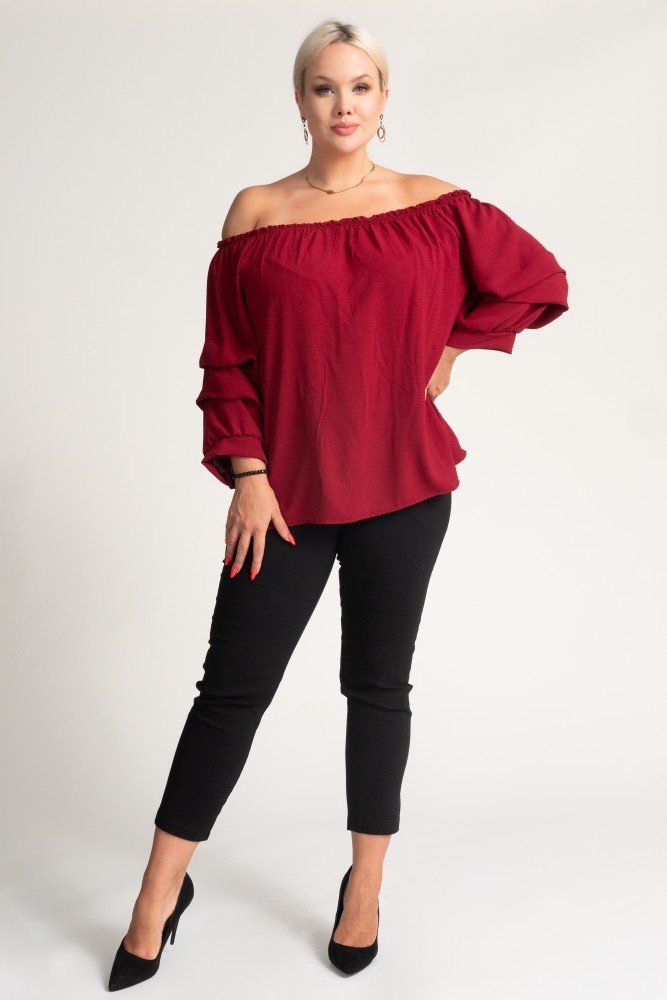 Maroon Blouse with crinkle sleeves NANSI