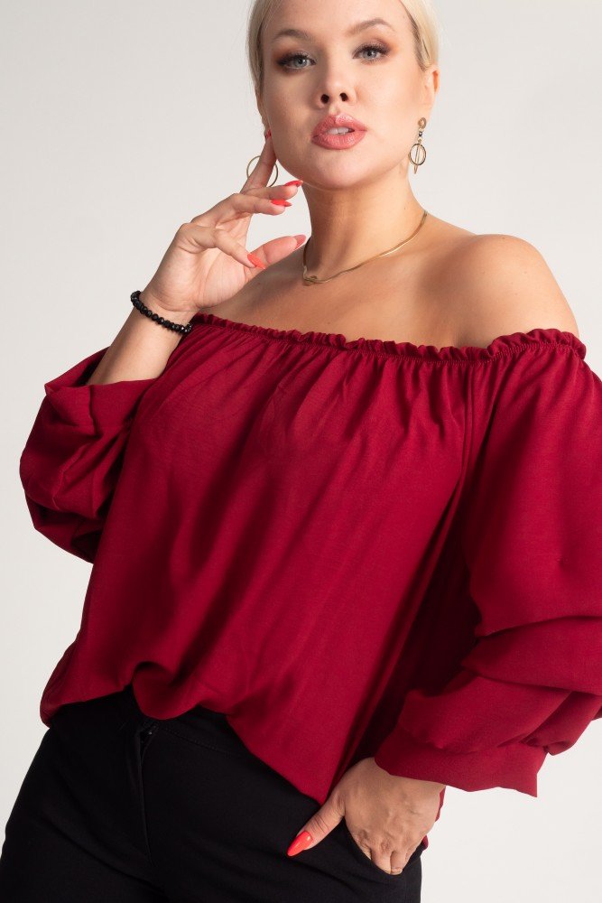 Maroon Blouse with crinkle sleeves NANSI