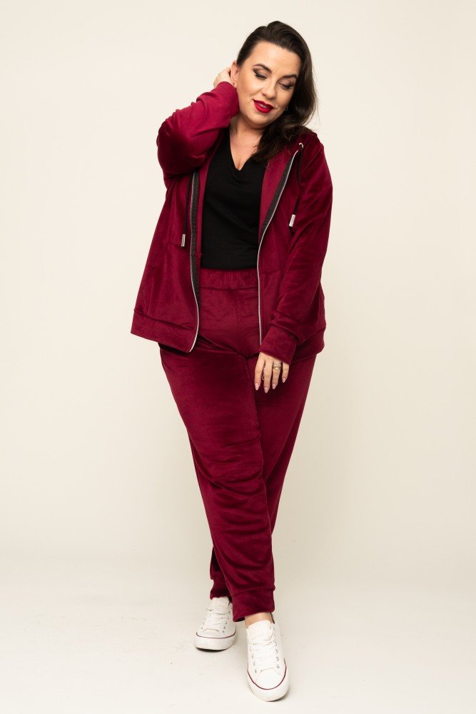 Maroon POLIN Velour Tracksuit Set