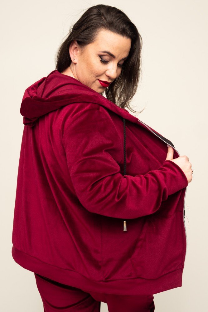 Maroon POLIN Velour Tracksuit Set