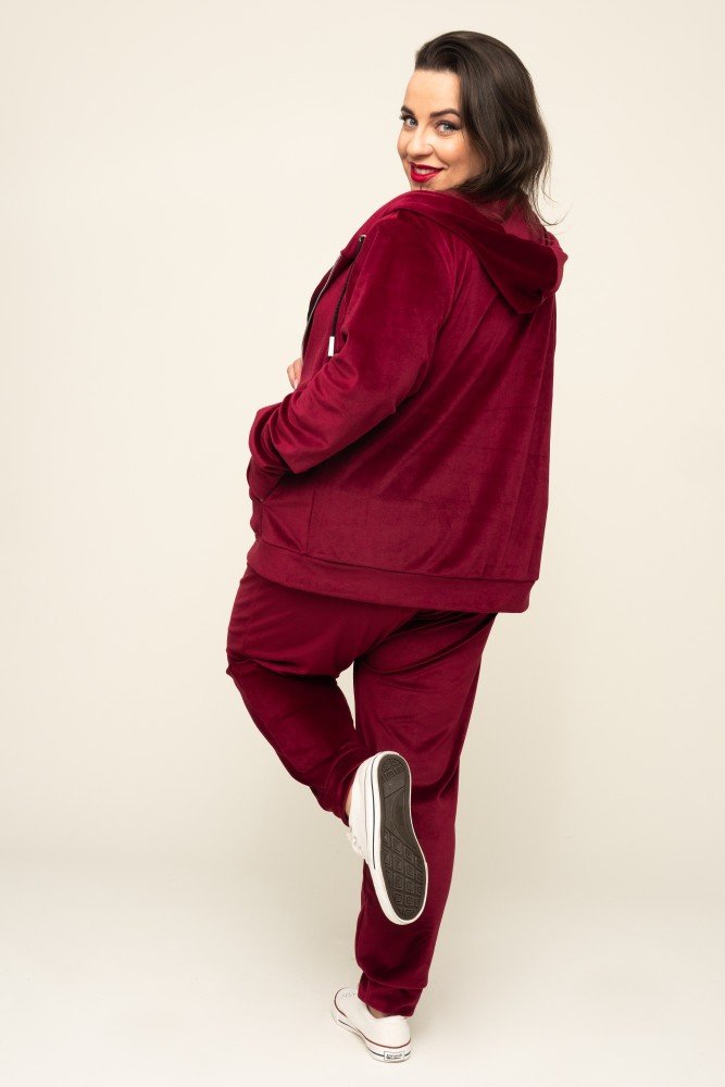 Maroon POLIN Velour Tracksuit Set