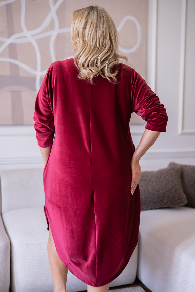 Maroon Velour Dress TAGIO