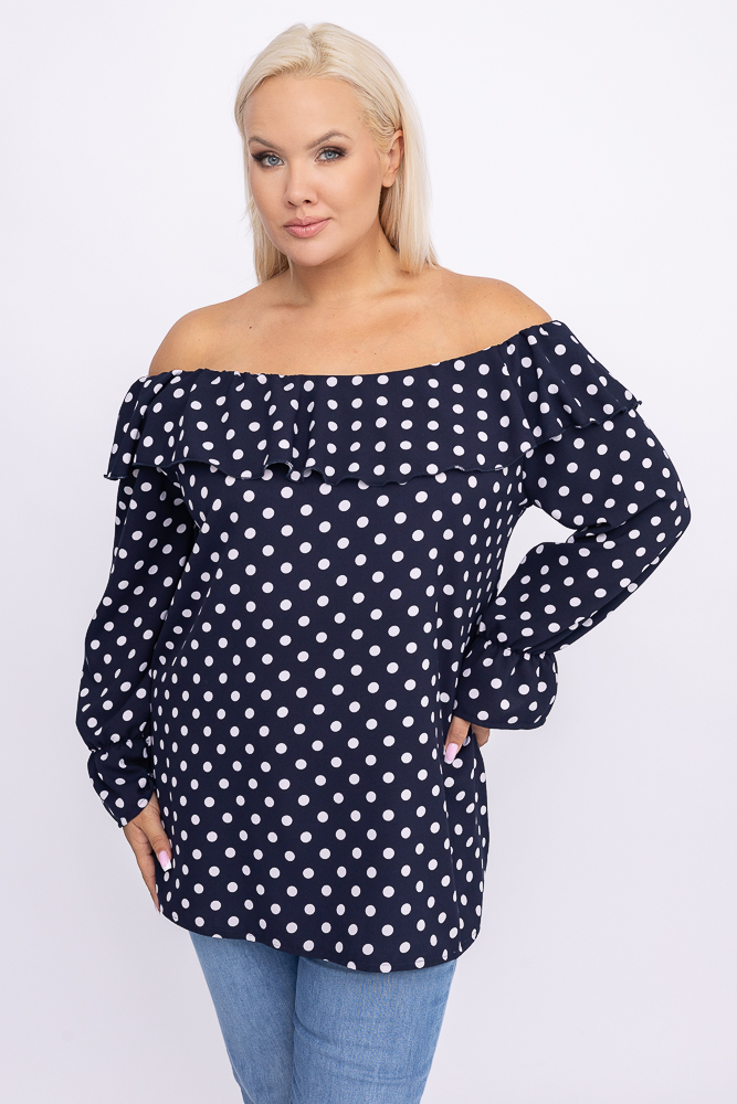 Navy Blue LOREZIA Plus Size Blouse