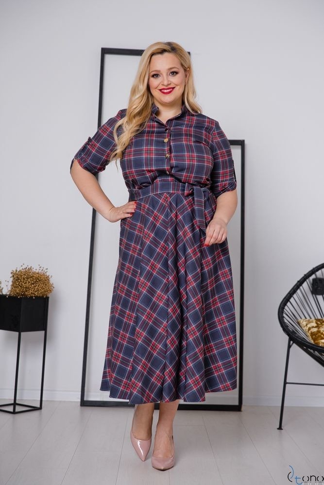 Navy Blue RAVELA Plus Size Dress 