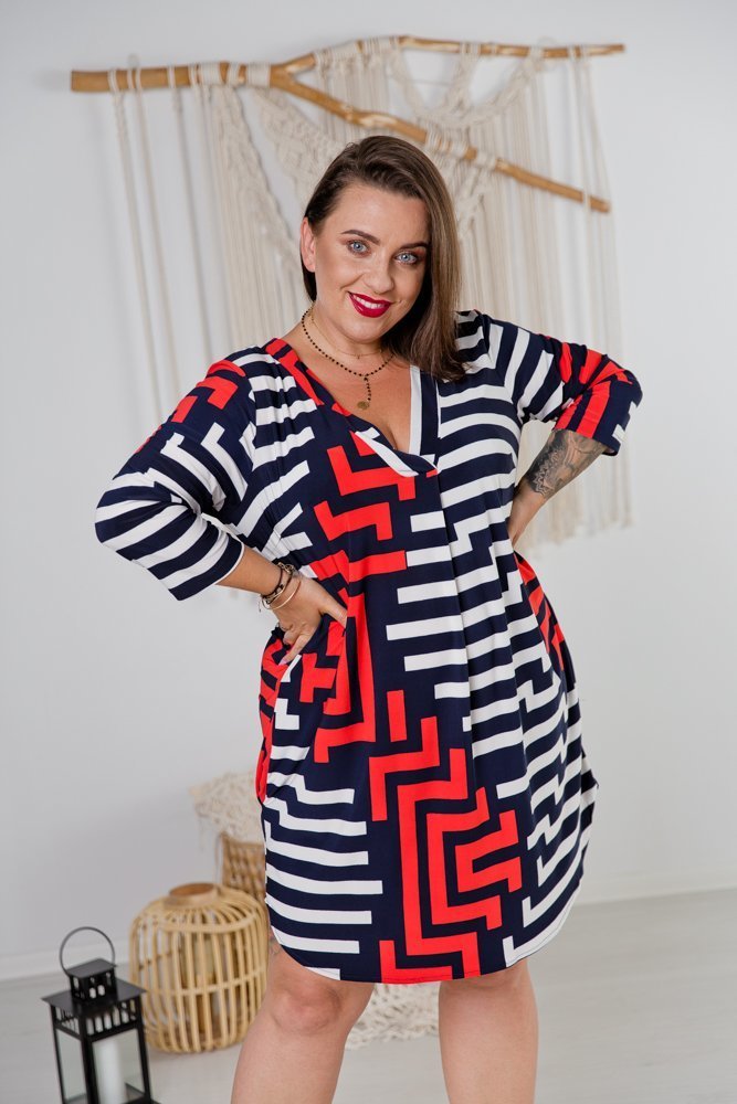 Navy Red ATTIMA Plus Size Tunic