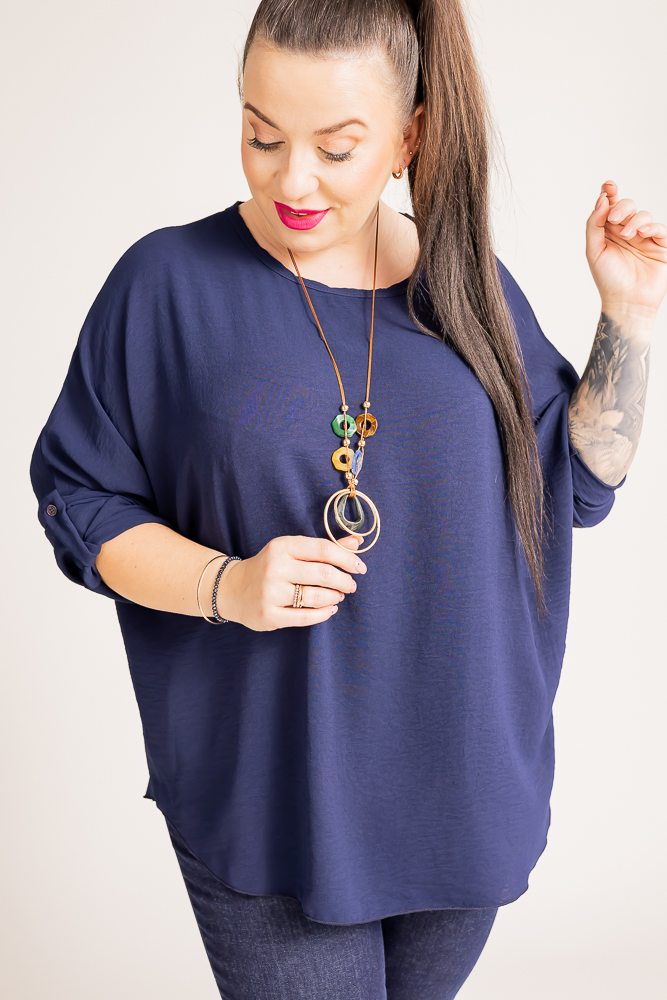 Navy blue Blouse with pendant GERTO