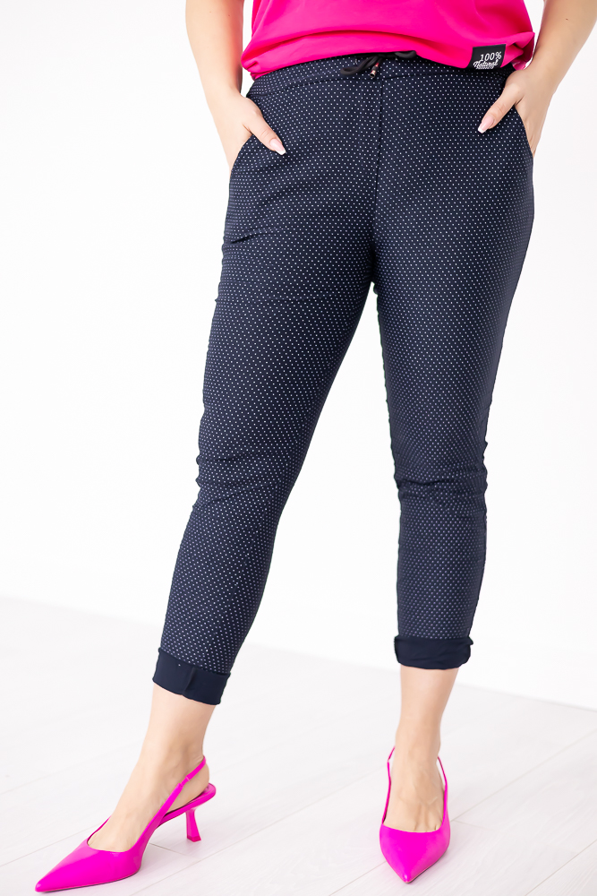 Navy blue GIATTO polka dot pants