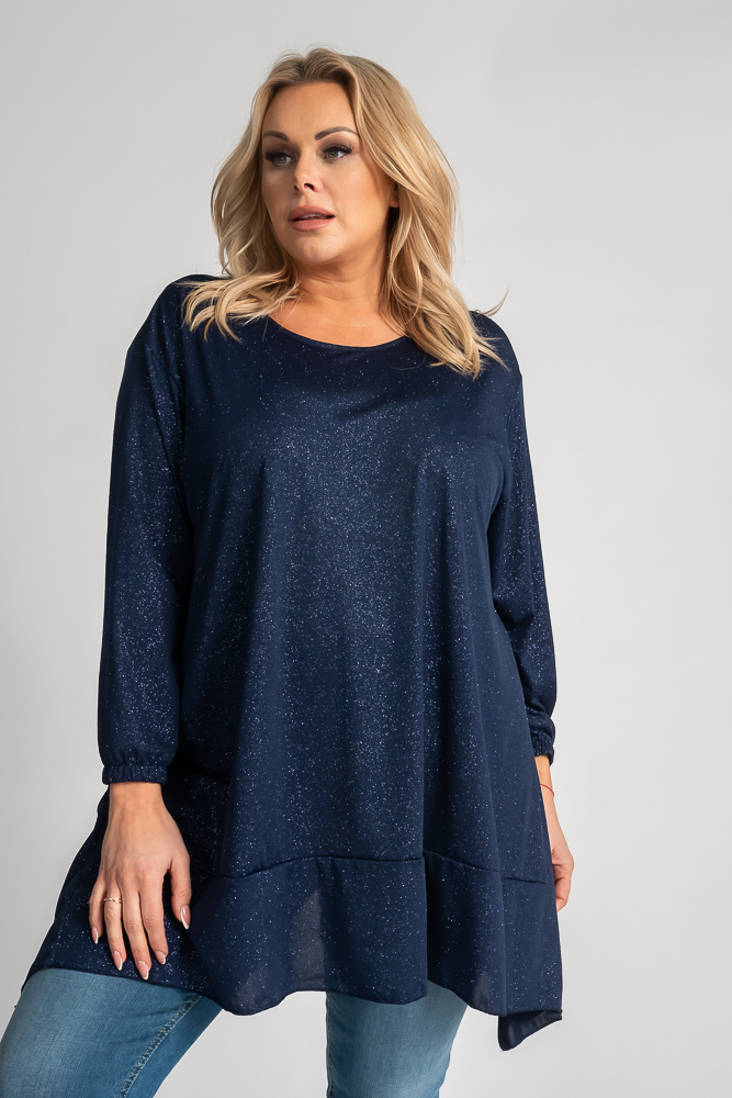 Navy blue QUENTI brocade blouse