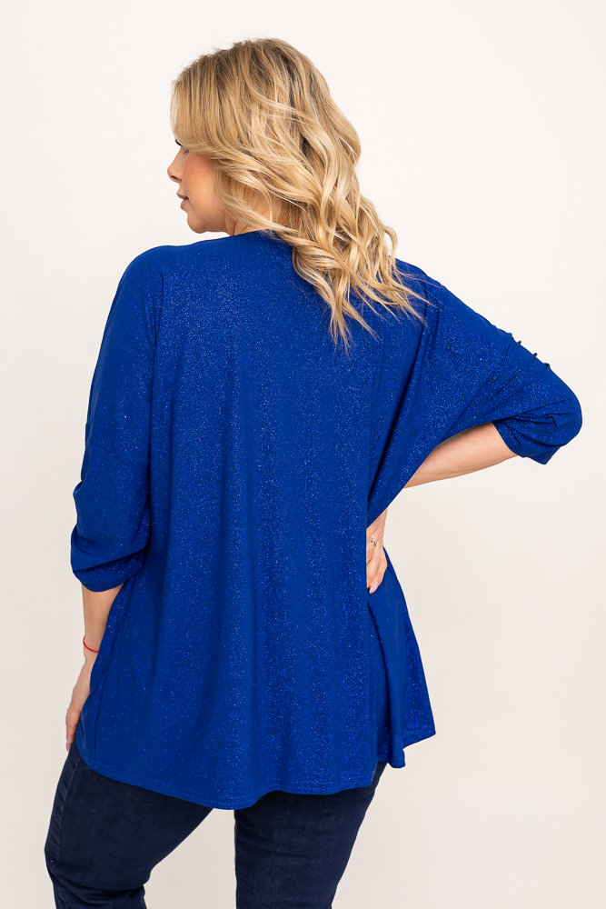 Navy blue SANOMI brocade blouse