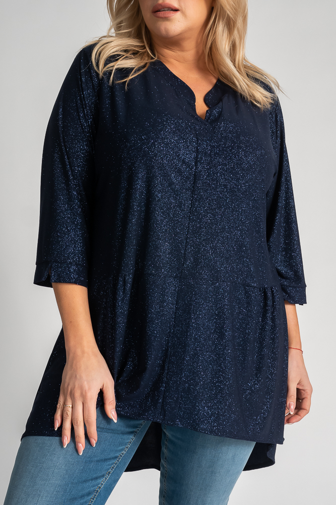 Navy blue VERONI brocade blouse