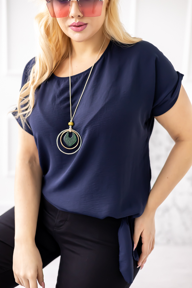 Navy blue blouse with pendant FAIRY