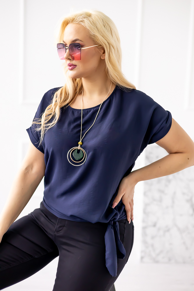 Navy blue blouse with pendant FAIRY