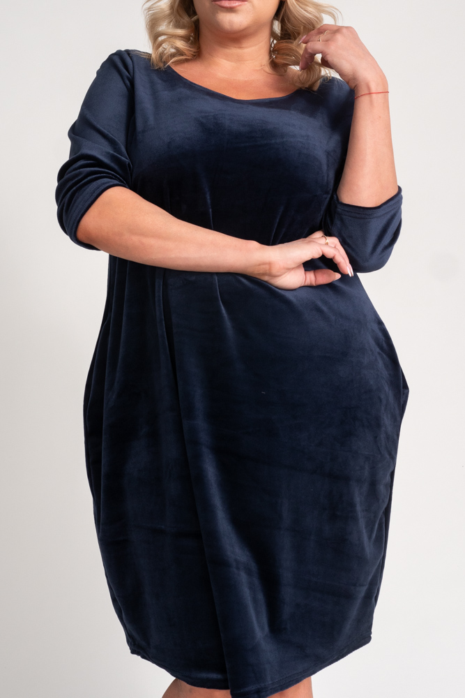 Navy blue velour dress DEMY