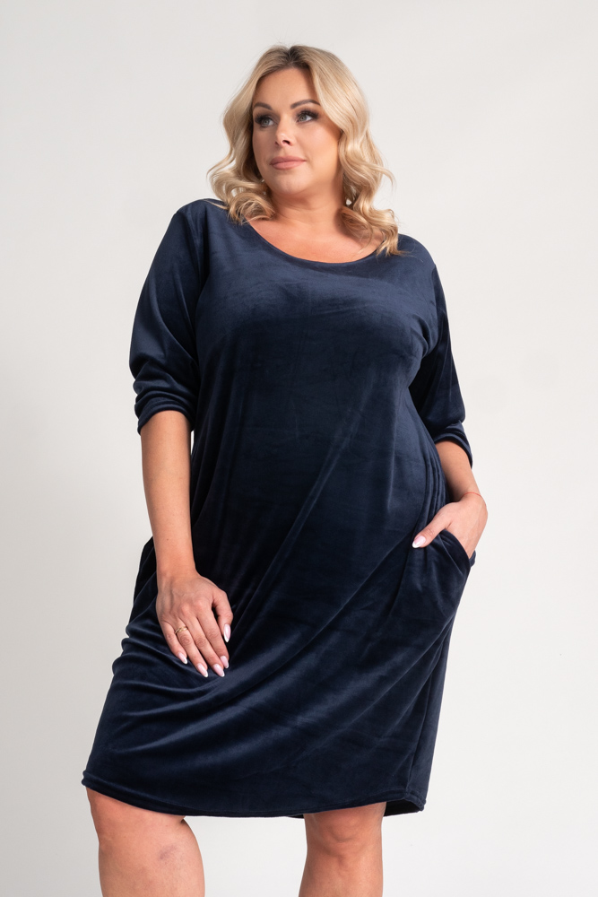 Navy blue velour dress DEMY