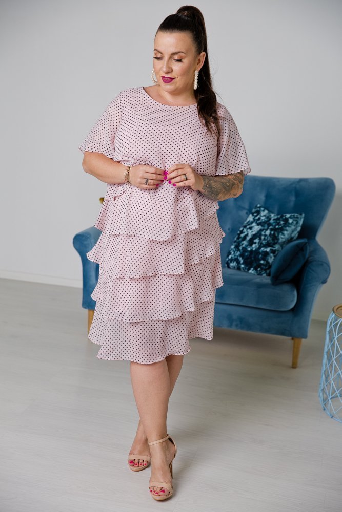 Pink ORINA Plus Size Dress with Peas 