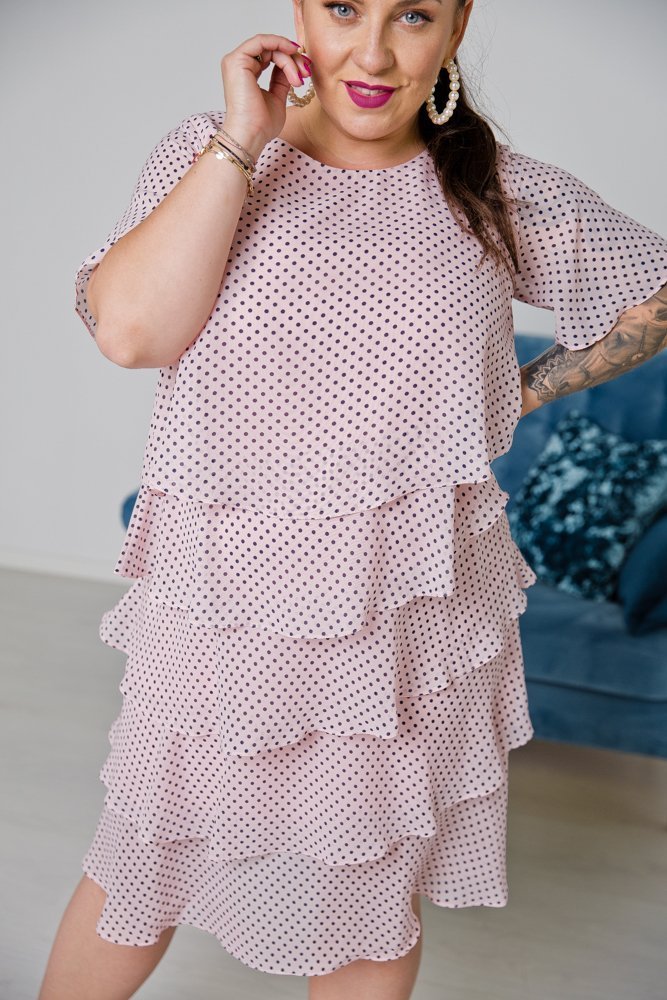 Pink ORINA Plus Size Dress with Peas 