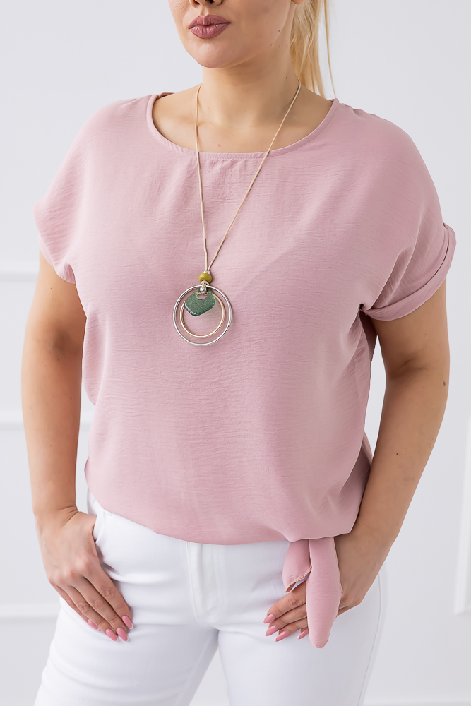 Powder Pink Blouse with Pendant FAIRY