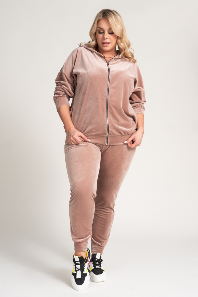 Powder Pink Velour Tracksuit Set by KARMENIO