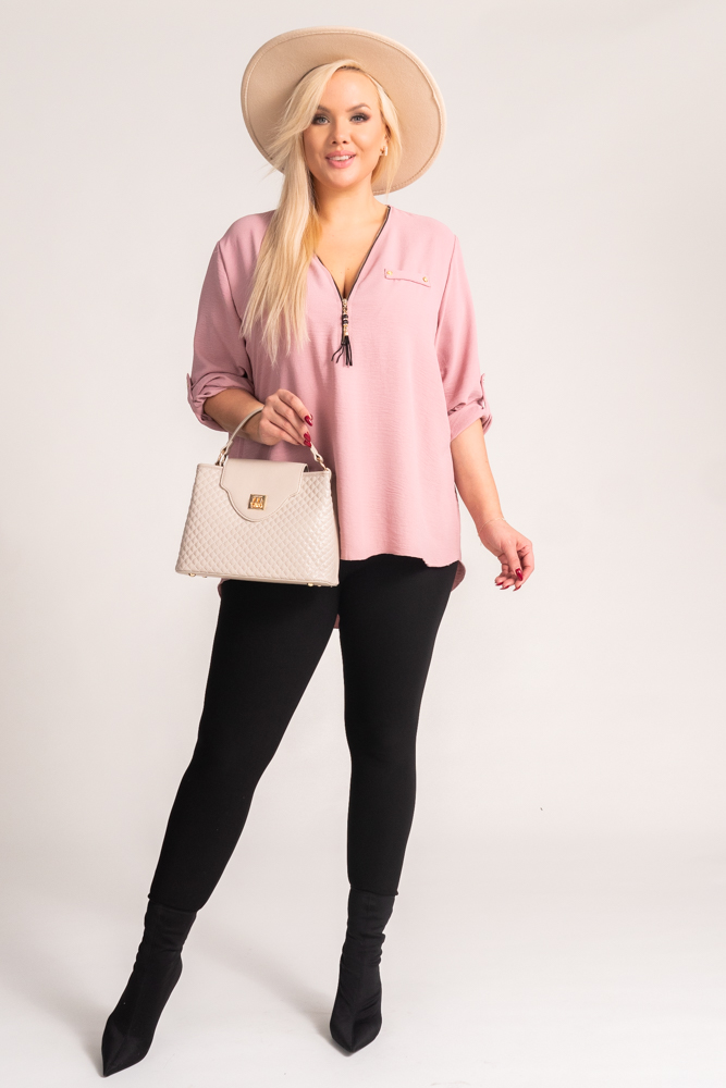 Powder pink Blouse with open neckline MERXIO