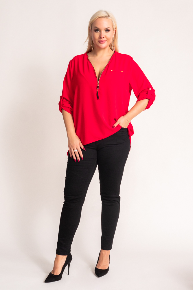 Raspberry Blouse with a sliding neckline MERXIO