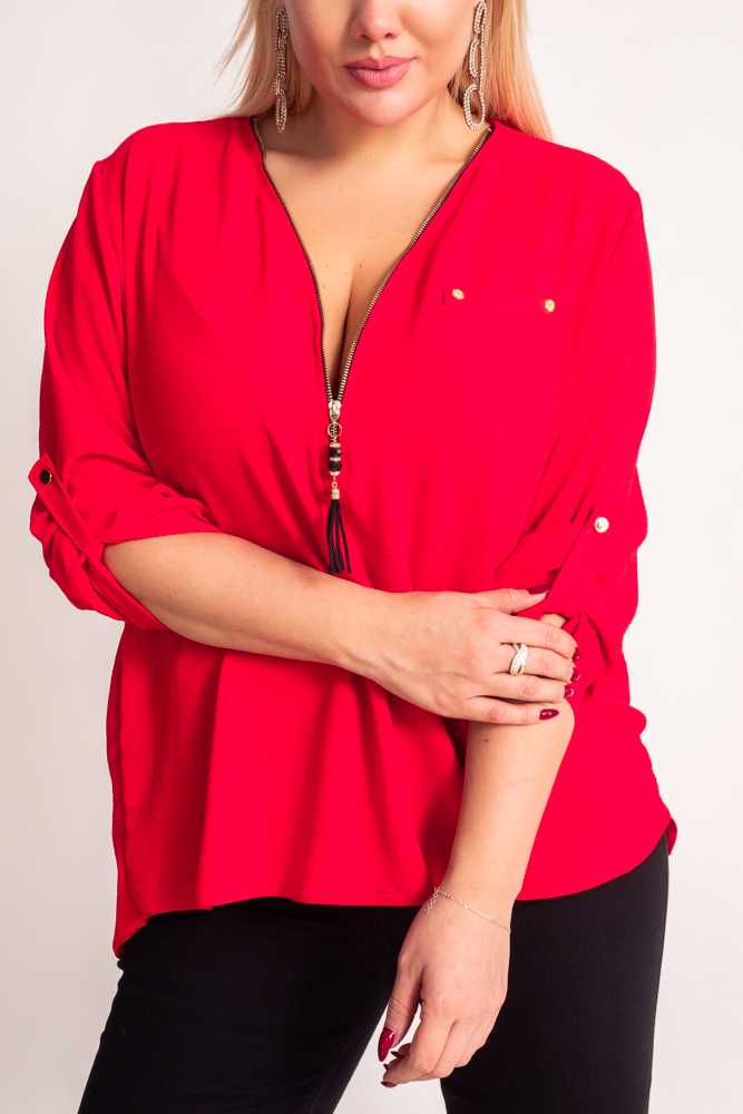 Raspberry Blouse with a sliding neckline MERXIO