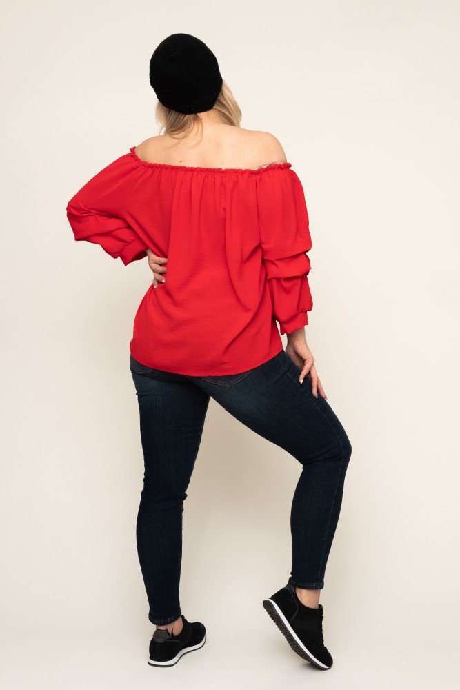 Red Blouse with crinkle sleeves NANSI