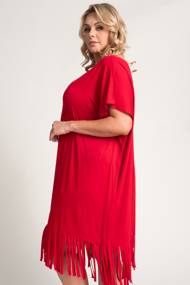 Red Fringed Dress by RIVINO