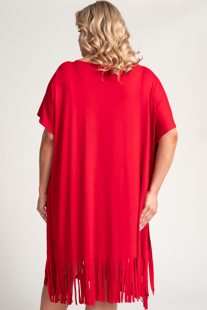 Red Fringed Dress by RIVINO