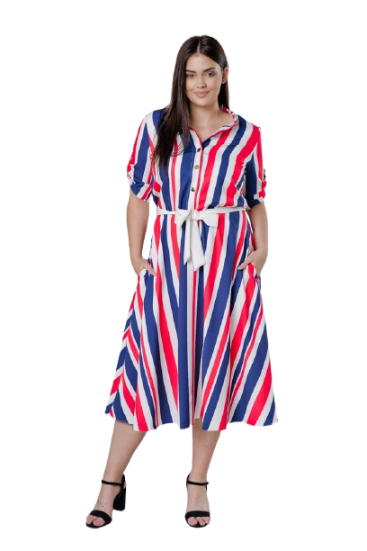 Red RAVELA Plus Size Dress Pattern 7