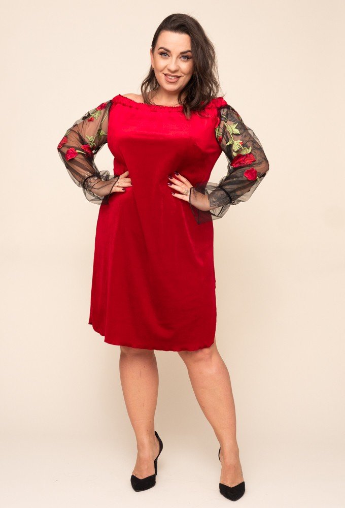 Red Velour MADAME Plus Size Dress 