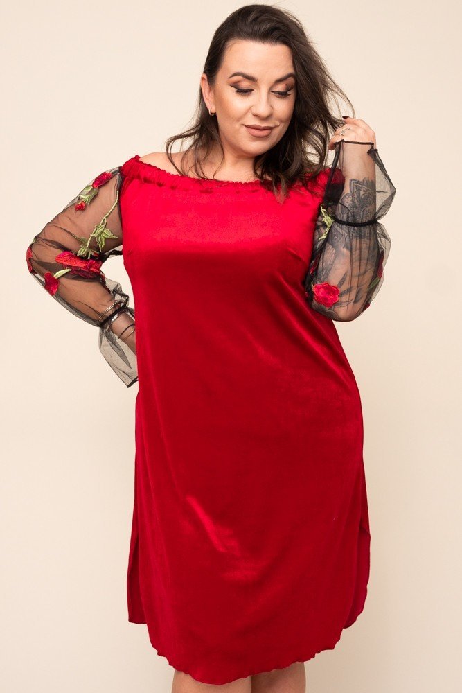 Red Velour MADAME Plus Size Dress 