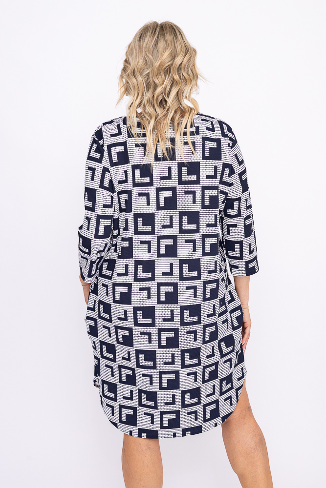 White and navy blue ATTIMA Plus Size 46 Tunic