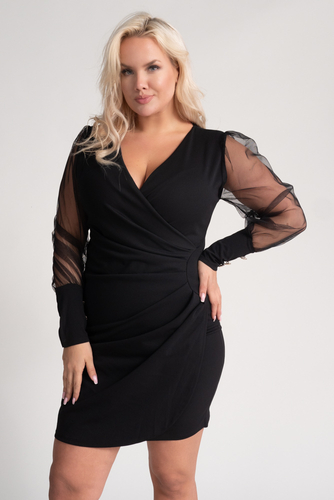  Black Dress with Transparent Sleeves by GERGIO