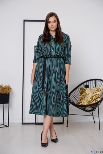  Black and Green RAVELA Plus Size Dress 