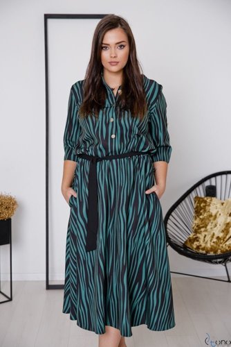  Black and Green RAVELA Plus Size Dress 