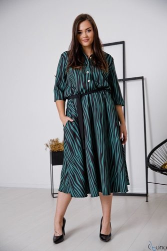  Black and Green RAVELA Plus Size Dress 