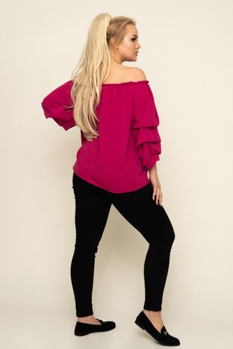  Fuchsia Blouse with crinkle sleeves NANSI