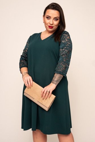  Green Dress with lace sleeves EVE