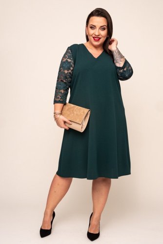  Green Dress with lace sleeves EVE