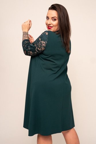  Green Dress with lace sleeves EVE