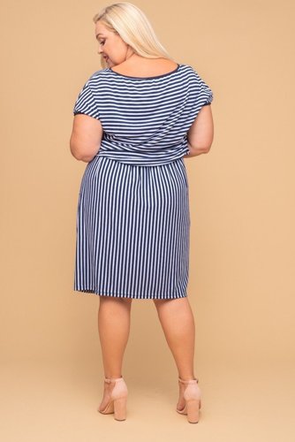  Navy blue and white STREPE Dress