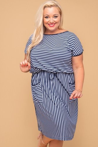  Navy blue and white STREPE Dress