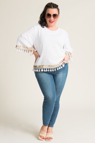  White Blouse with Tassels GARMINA