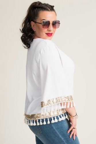  White Blouse with Tassels GARMINA