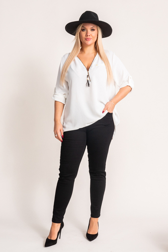  White Blouse with a sliding neckline MERXIO