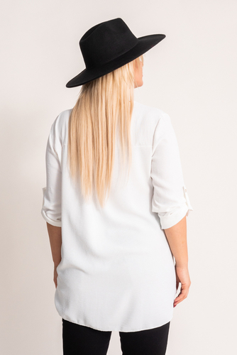  White Blouse with a sliding neckline MERXIO