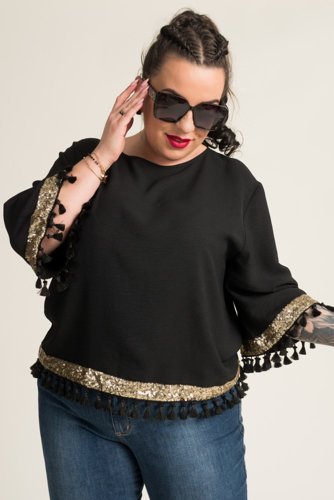 Black Blouse with GARMINA Tassels